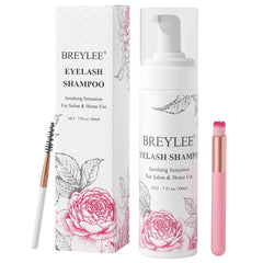 Breylee eyelash extension cleanser bottle shows gentle foaming for clean lashes