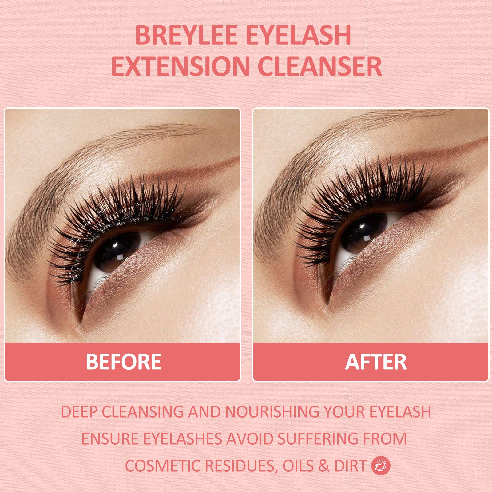 Breylee cleanser foam closeup highlights plant-based formula for sensitive eyes