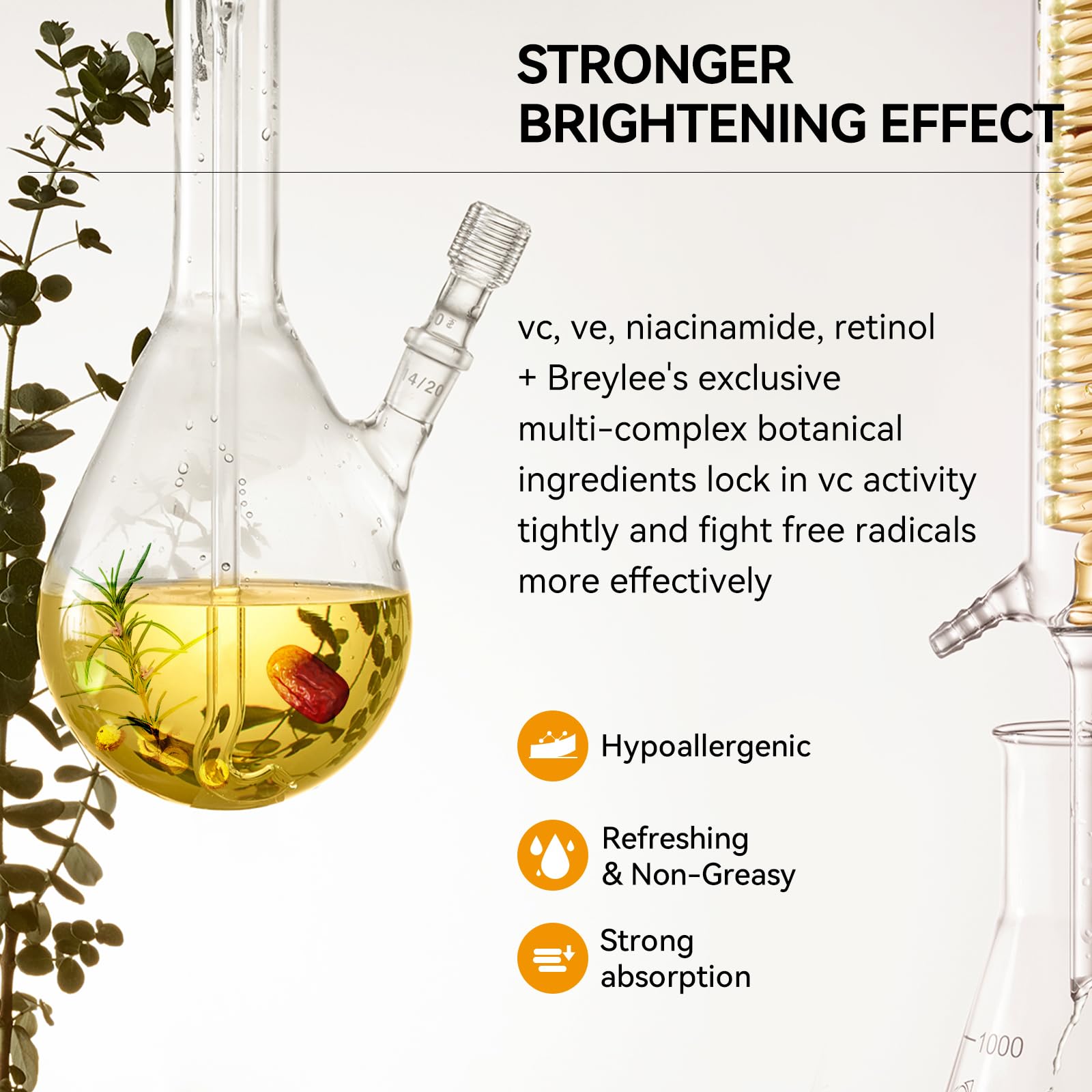 BREYLEE Vitamin C Serum with retinol targets wrinkles and potential firming effects.