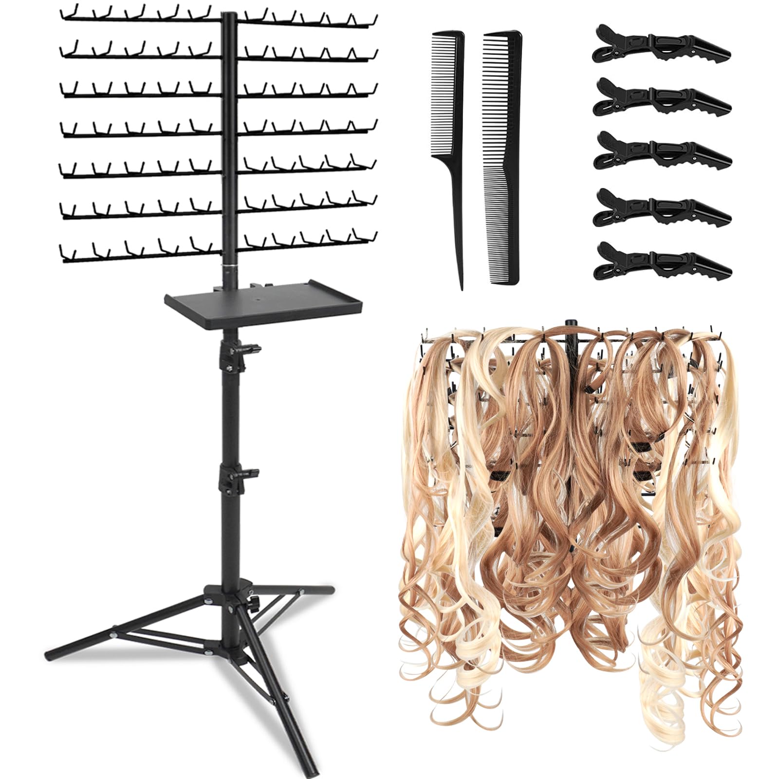 BRIAN & DANY 140-peg braiding rack front view for organized hair extensions.