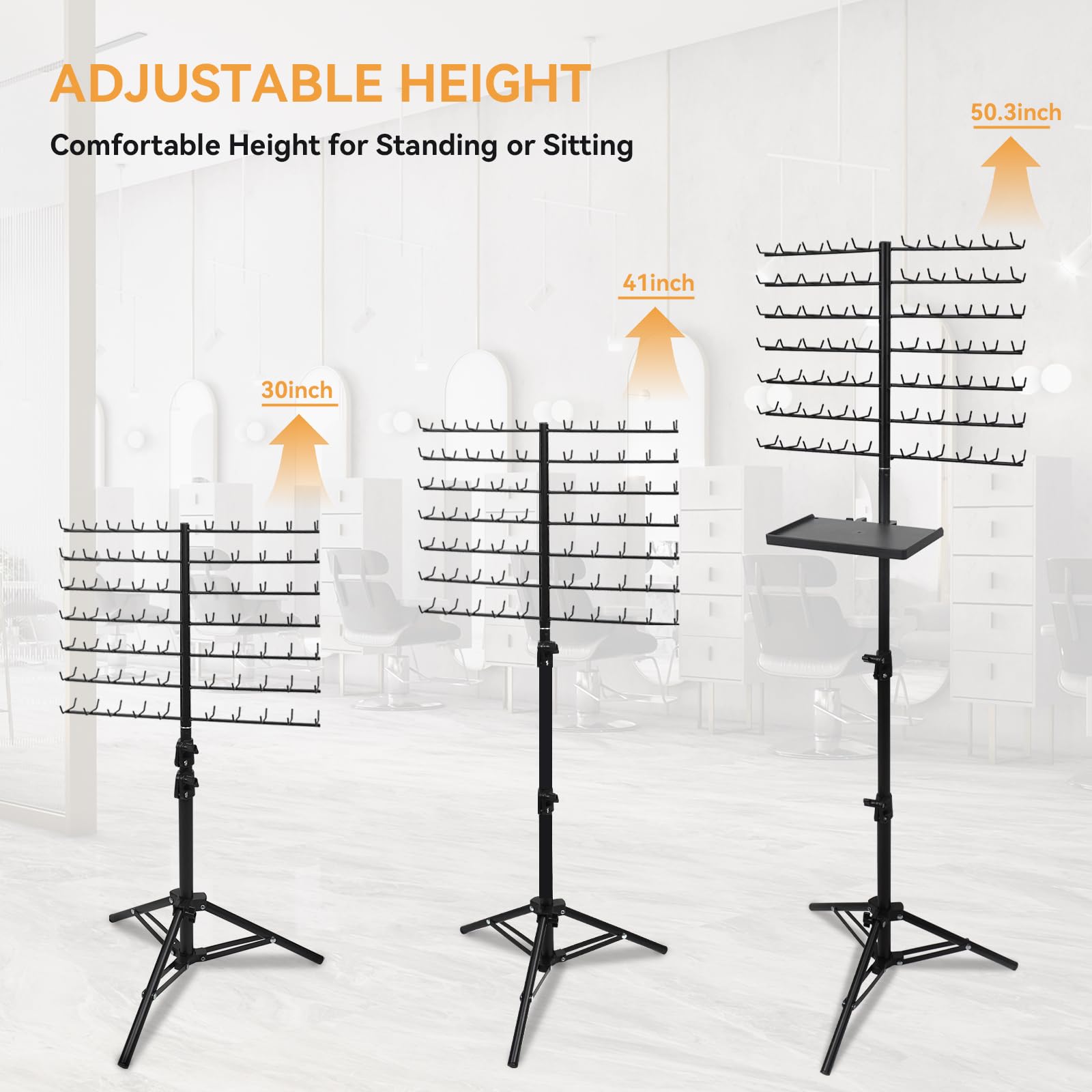 BRIAN & DANY salon tray braiding rack with hairpins organized for quick access.