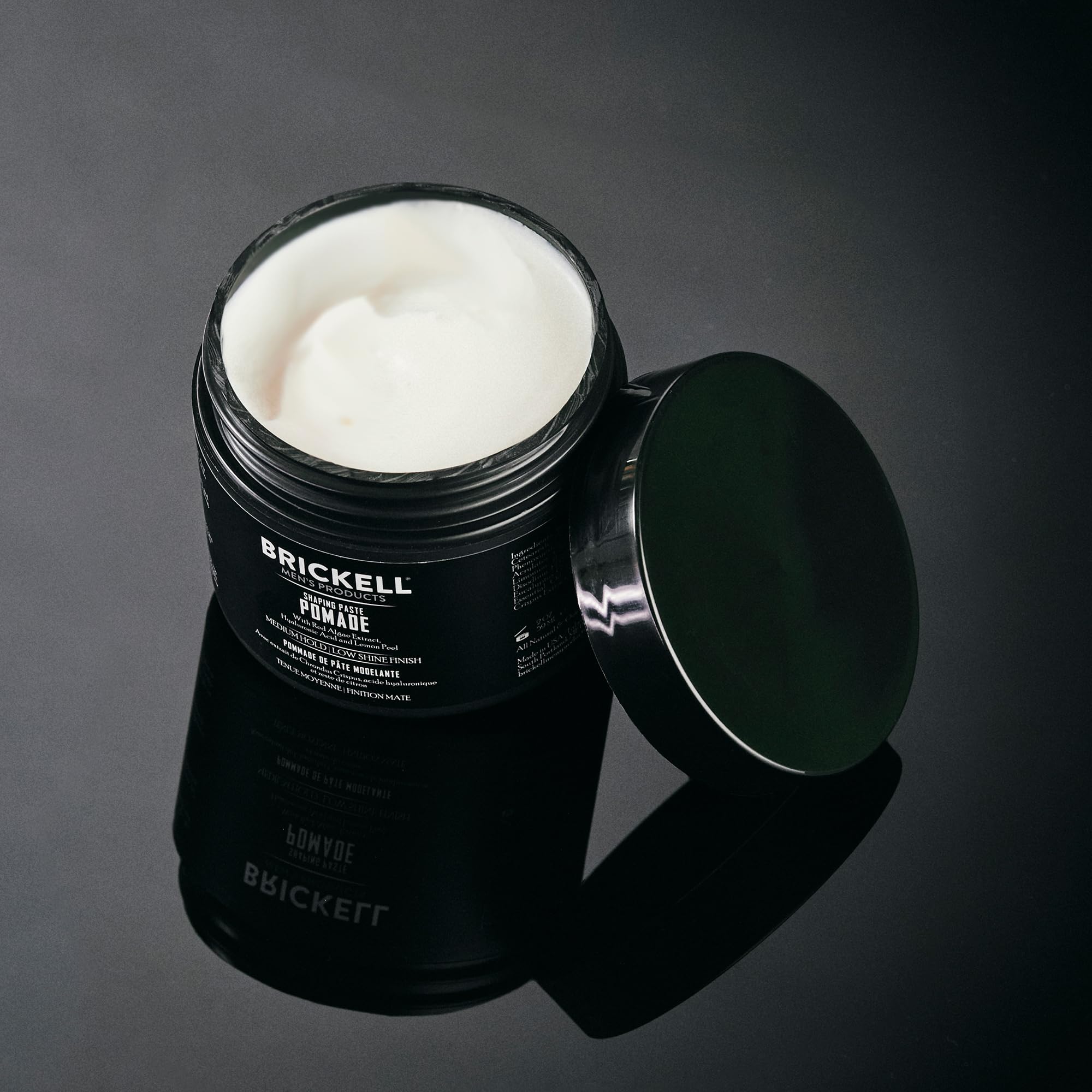 Brickell brand packaging and global availability for trusted grooming.