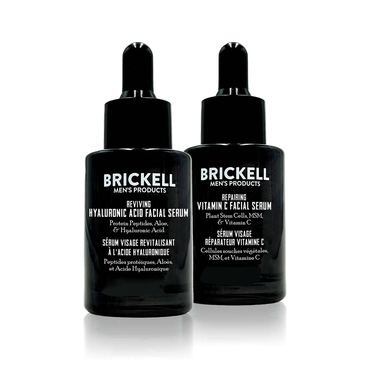 Brickell daily-anti-aging-serum-bottle promotes a quick-absorbing anti-aging routine.
