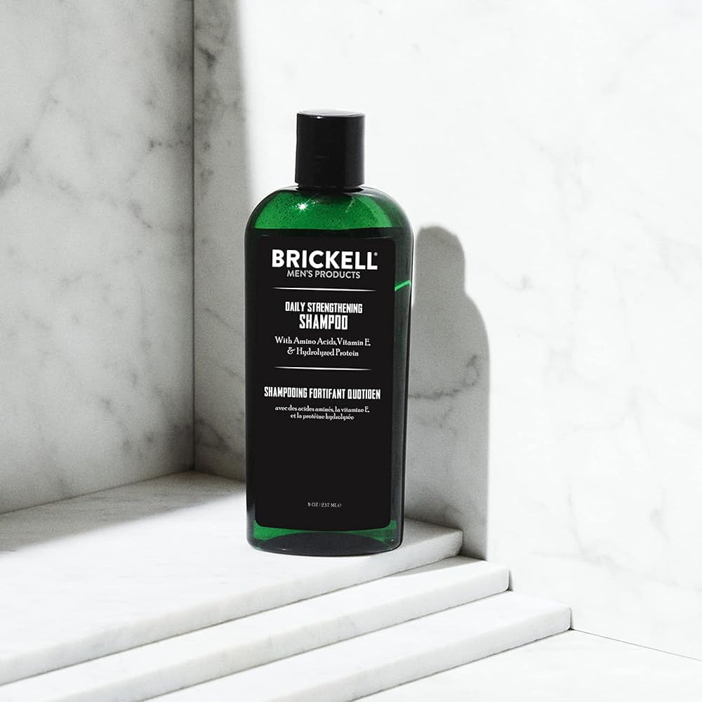 Brickell Daily Strengthening Shampoo with tea tree oil and peppermint for scalp refreshment