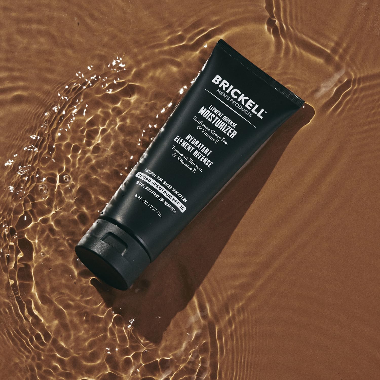 brickell element defense spf45 on-hand application demonstrates smooth, non-greasy coverage