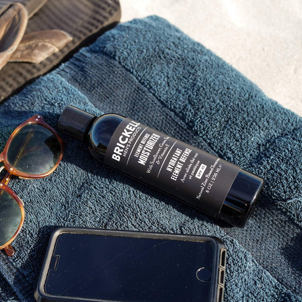 brickell element defense spf45 unscented bottle closeup highlights fragrance-free moisturizer