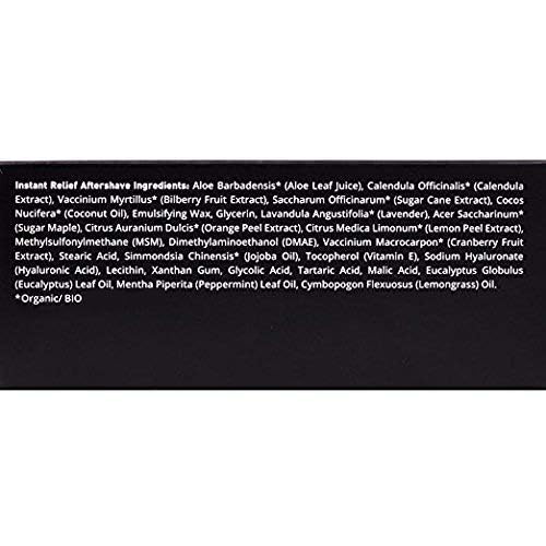 Brickell Instant Relief Aftershave packaging signals natural, alcohol-free care for men