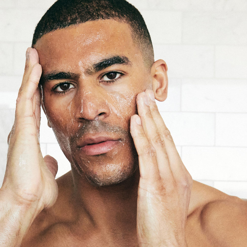 Brickell Men's 6 in 1 gel texture on skin highlights fast-absorbing, non-greasy feel.