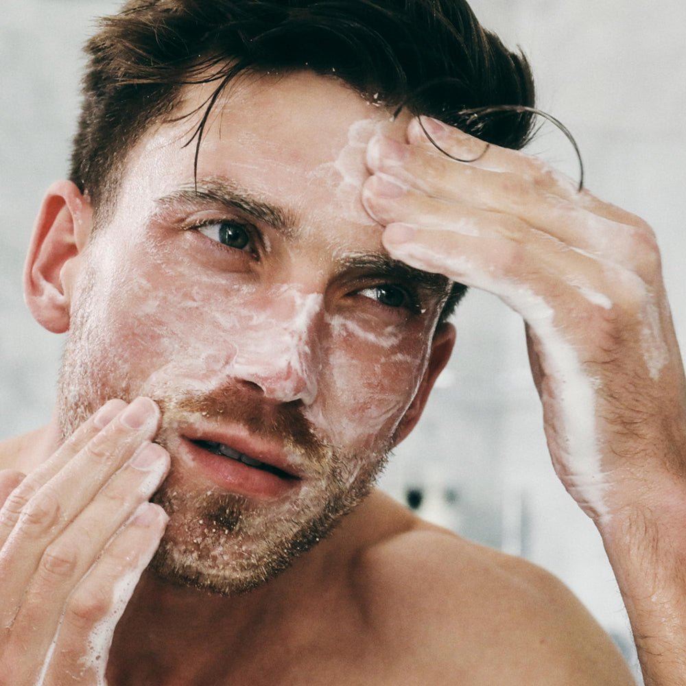 Applying Brickell acne wash on hand promotes clean pores and oil control.