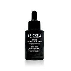Brickell Men's anti-aging serum bottle closeup for nighttime skin nourishment.