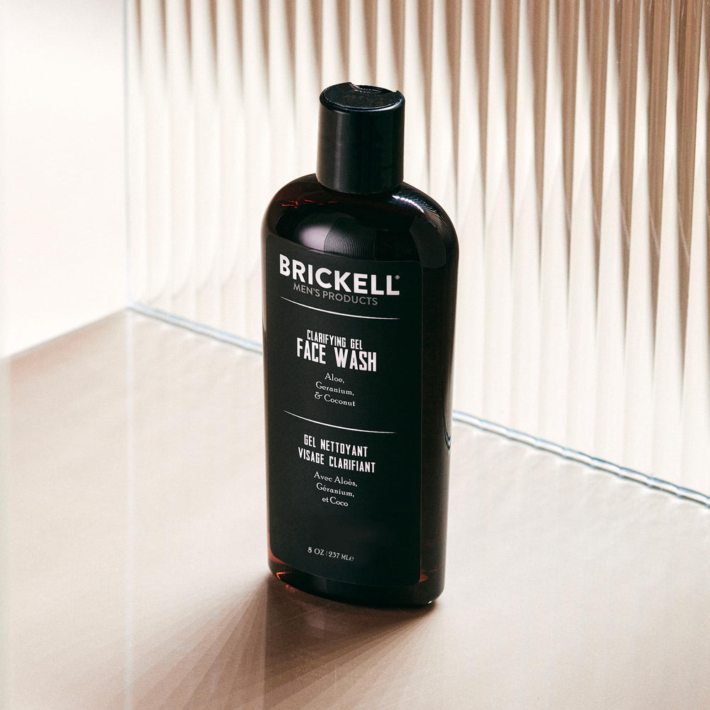 Brickell Men's Clarifying Gel Face Wash foam/lather demonstrates rich cleansing for a fresh finish.