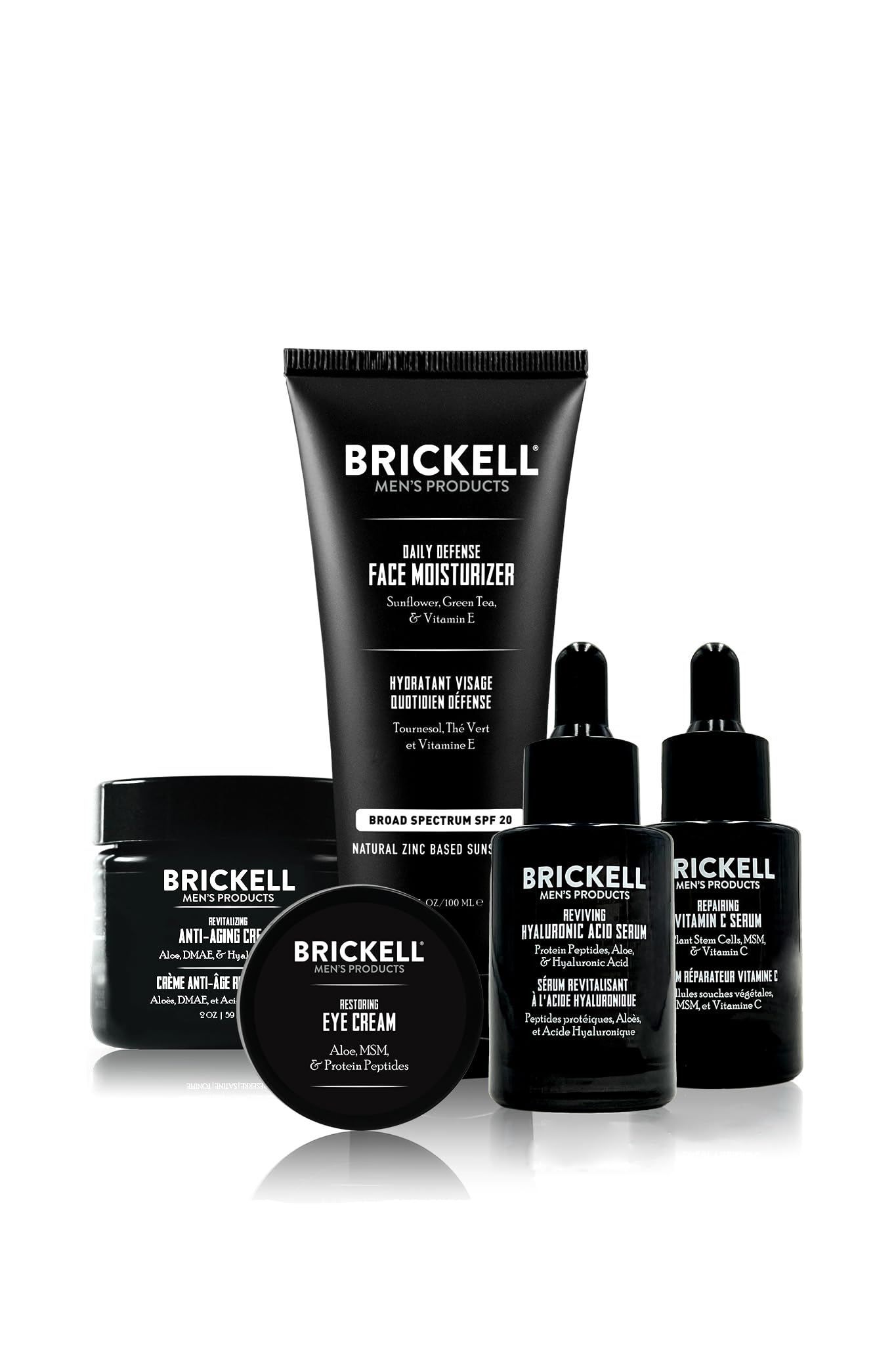 Brickell Men's Complete Defense night cream bottle for smoother skin and nighttime hydration.