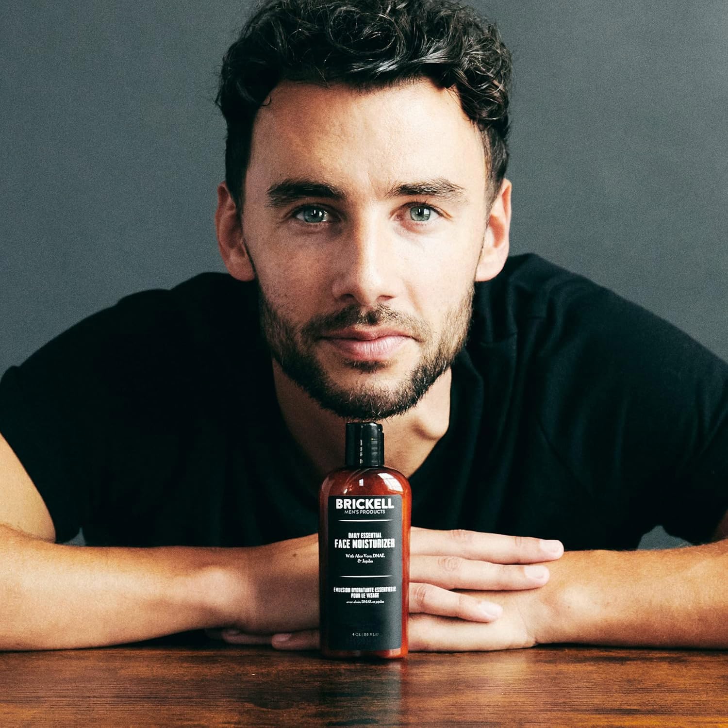 Brickell Men's Daily Essential Moisturizer jojoba oil nourishes and balances skin texture.