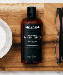 Brickell Men's Daily Essential Face Moisturizer texture swatch shows silky, non-greasy feel.