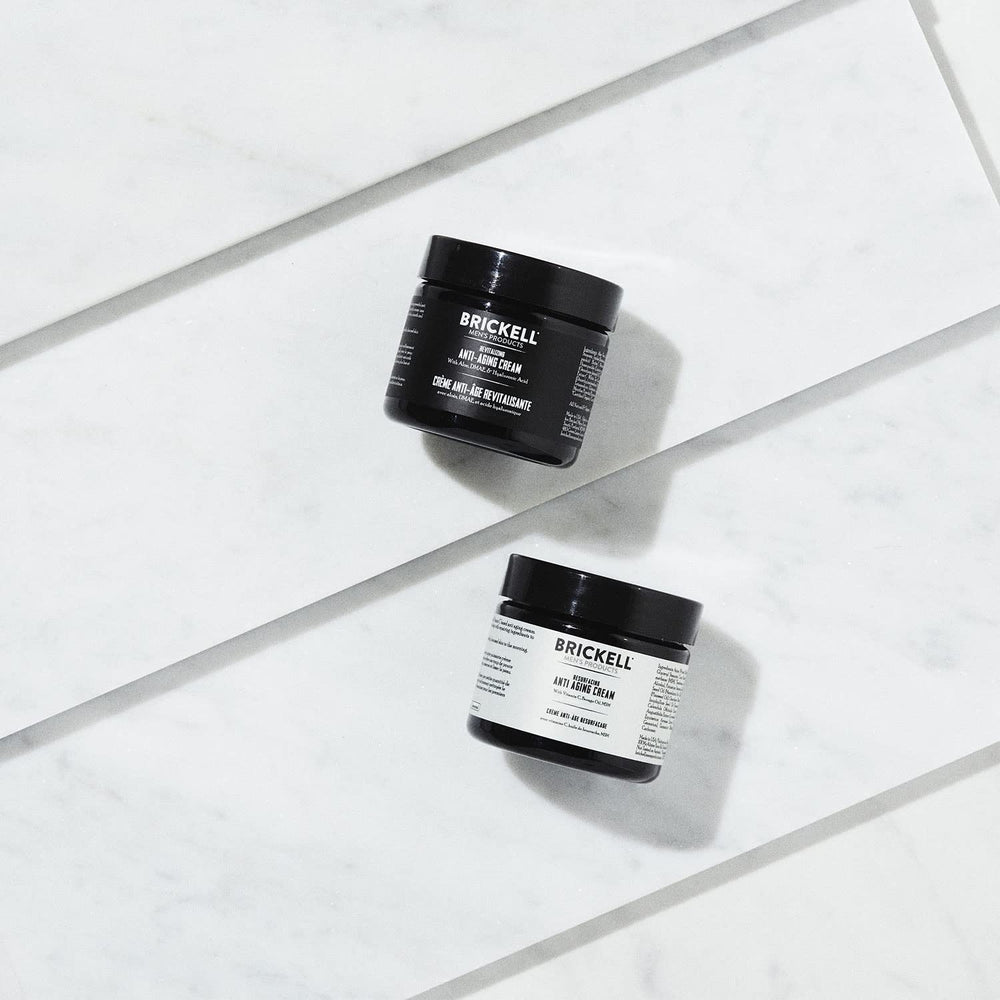 Brickell Men's gift-set presentation open showing easy gifting with natural skincare solutions.