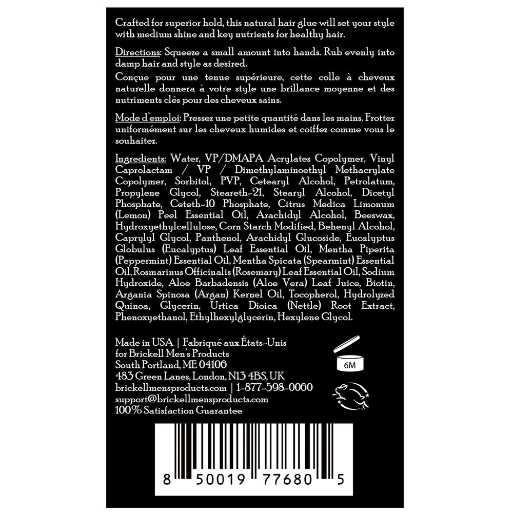 Brickell Men's Hair Glue biotin ingredient supports stronger hair.
