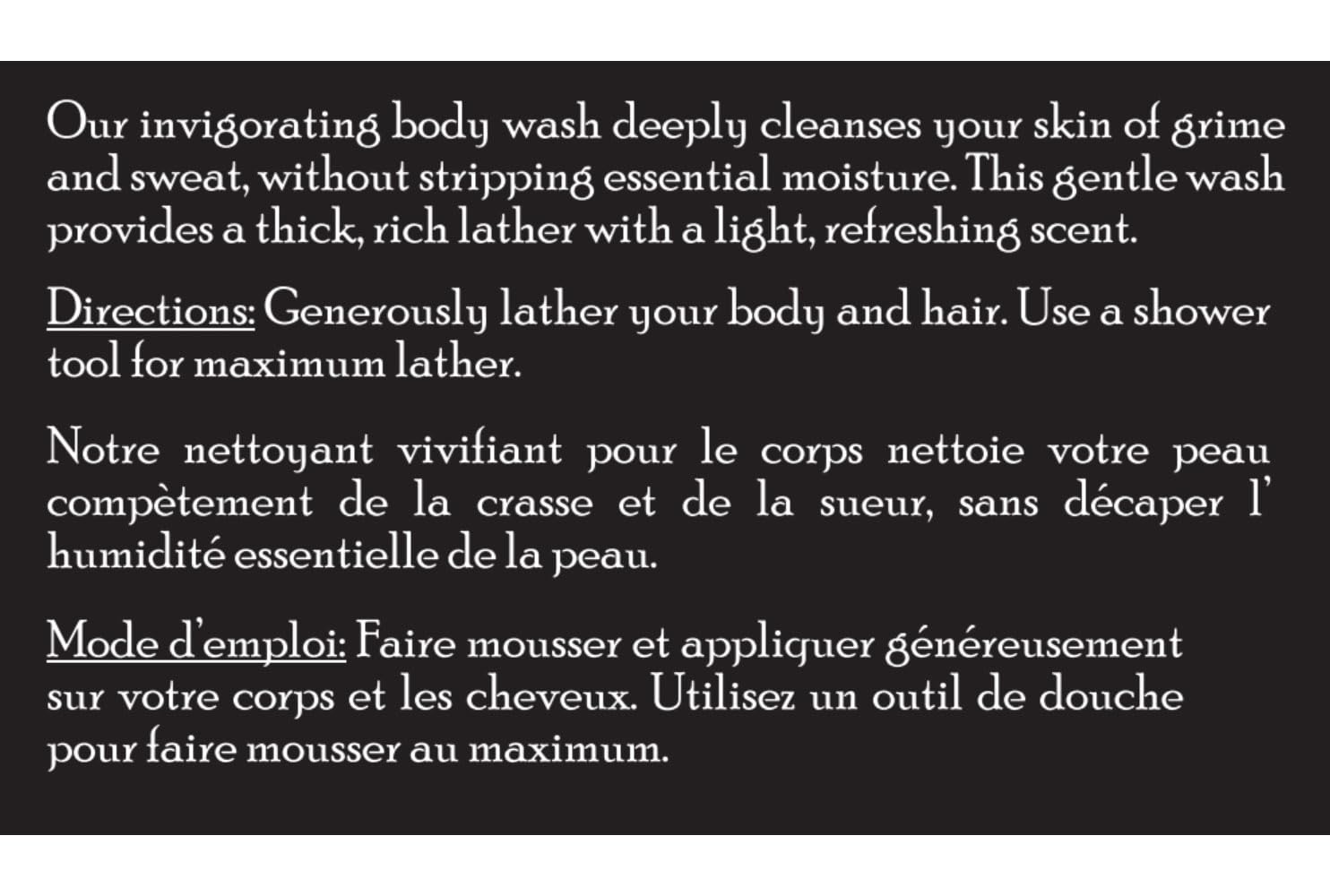 Brickell Men's Invigorating Body Wash rinse demonstration suggests easy rinse and clean skin.