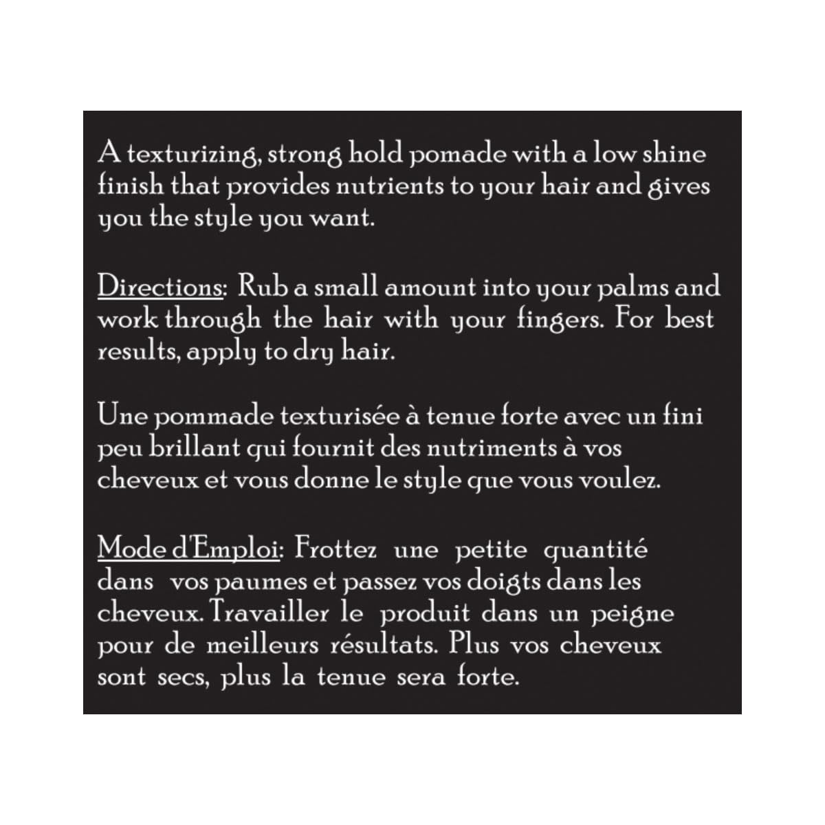 Brickell strong hold pomade on damp hair creates defined, pliable definition