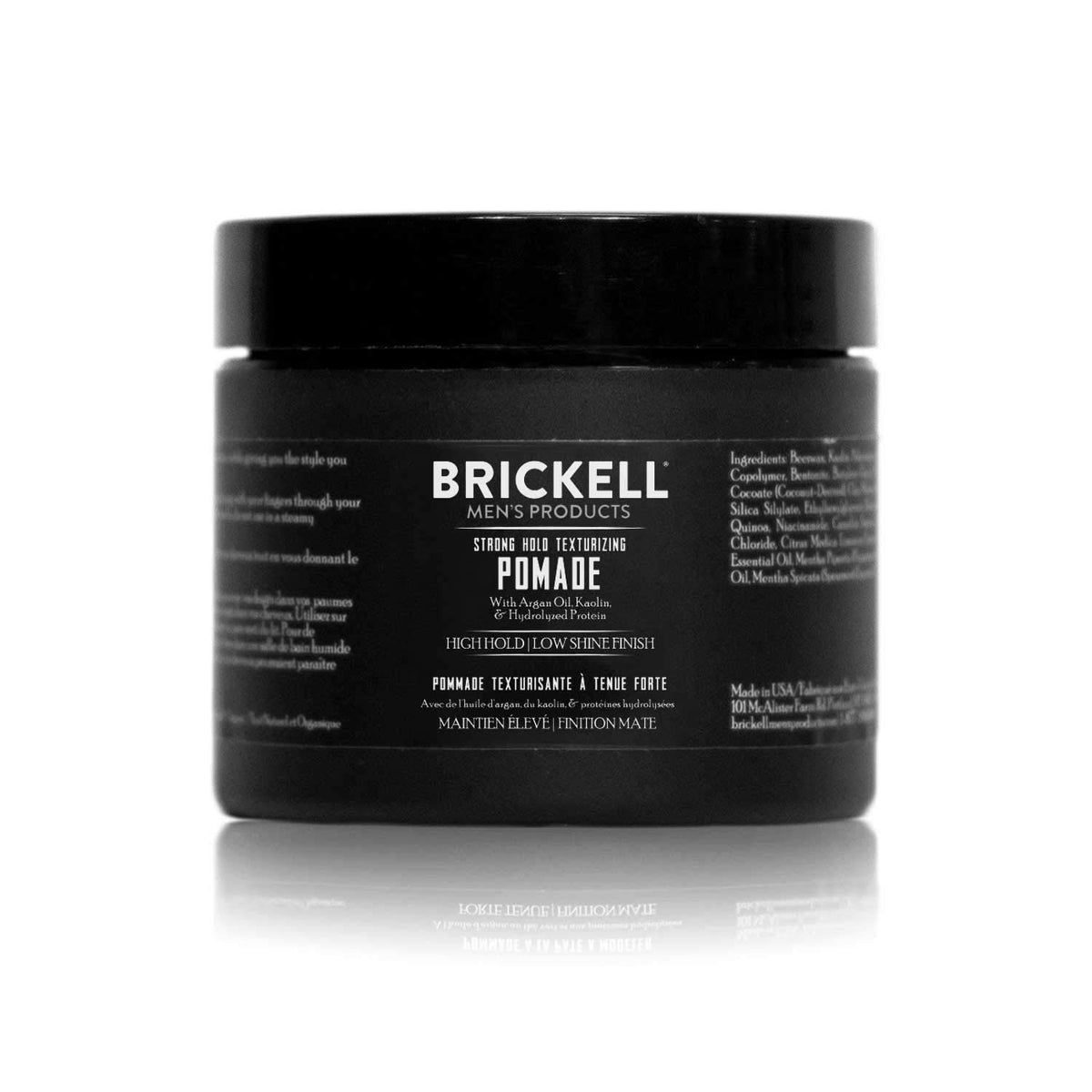 Brickell strong hold texturizing pomade tube delivers high pliable hold for textured style