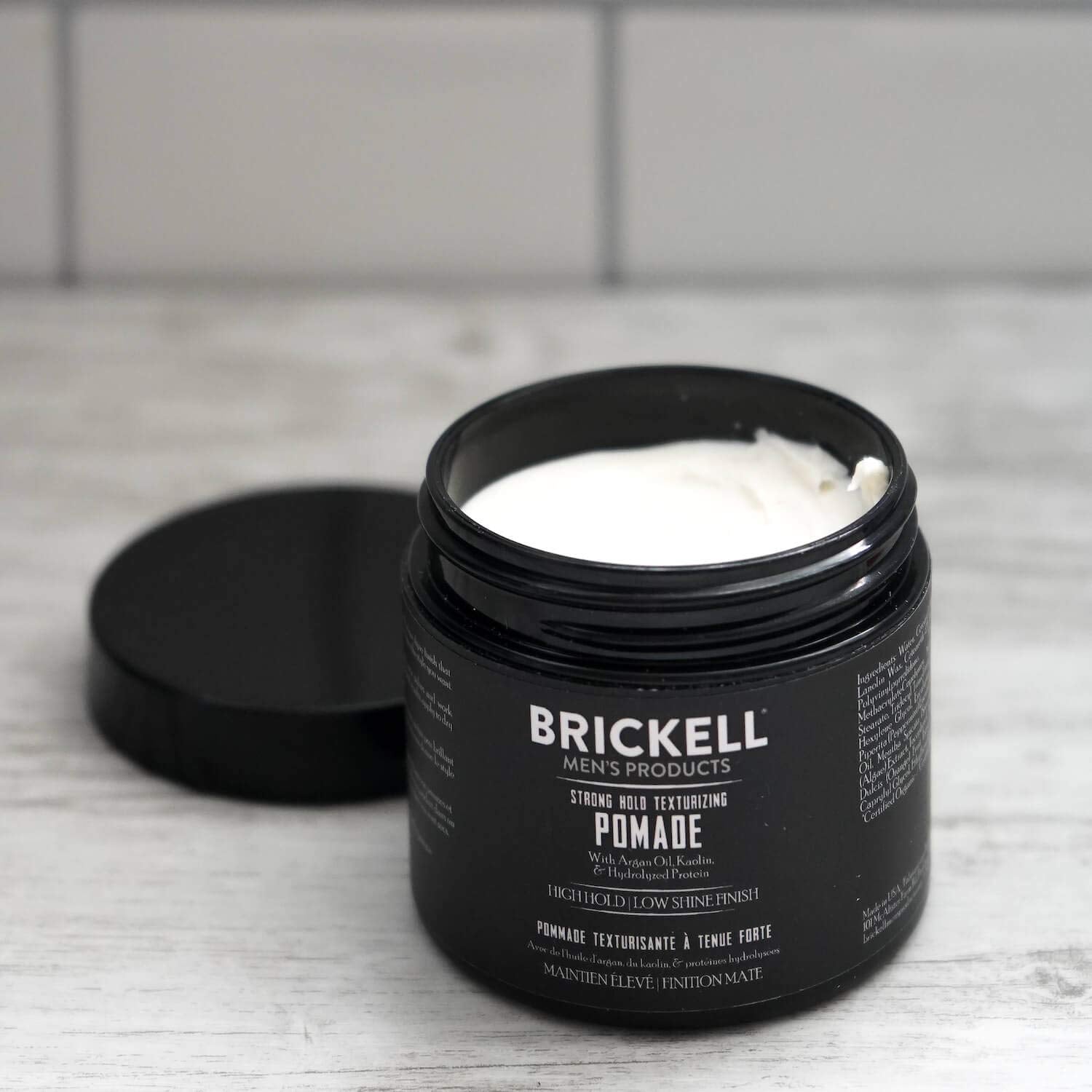 Brickell travel-ready pomade setup hints at convenient styling anywhere