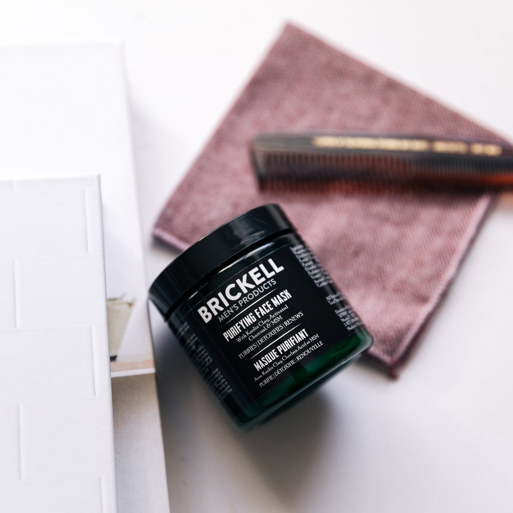 Ingredients scene highlights kaolin clay, charcoal, MSM, hyaluronic acid