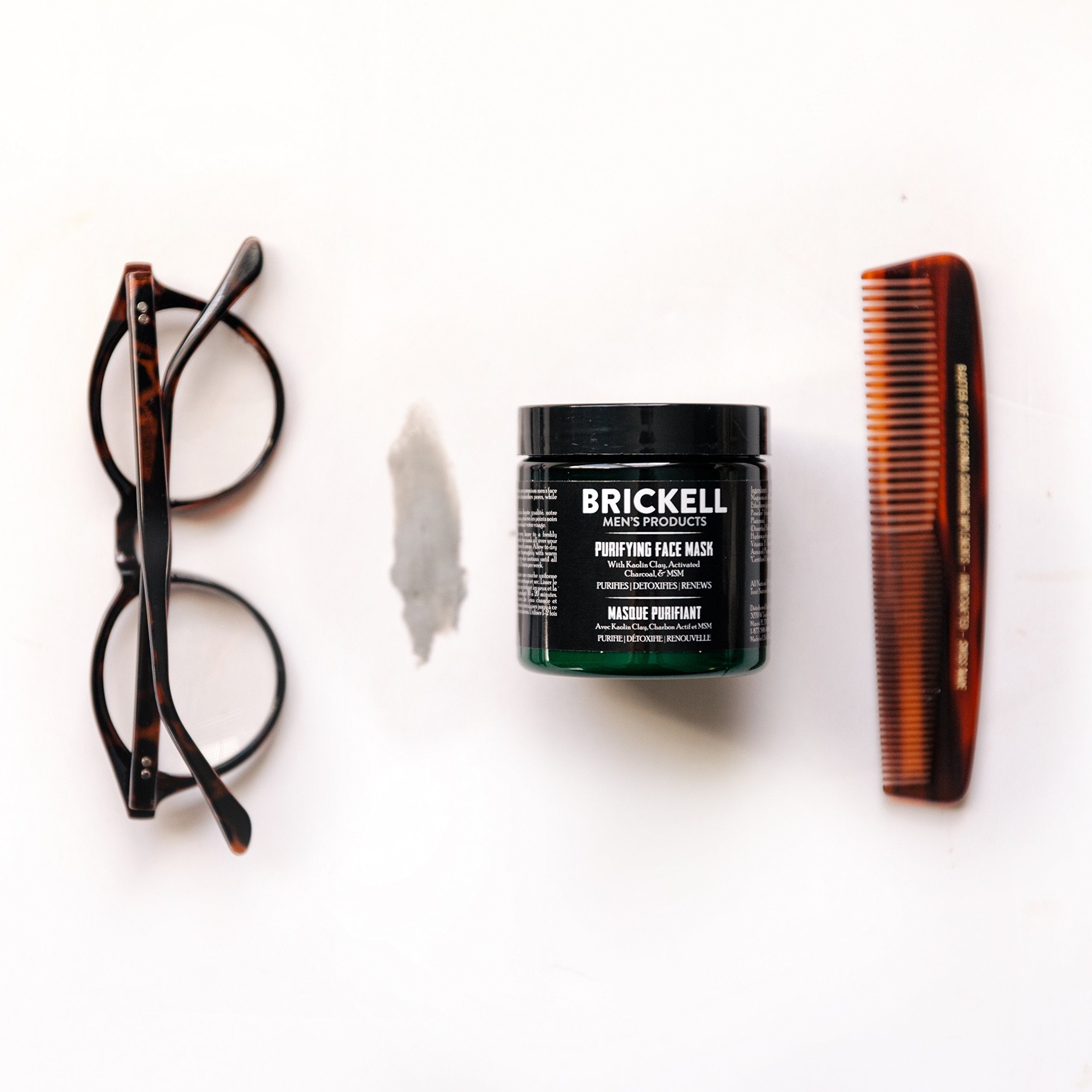Morning skincare setup using Brickell mask to refresh skin for the day
