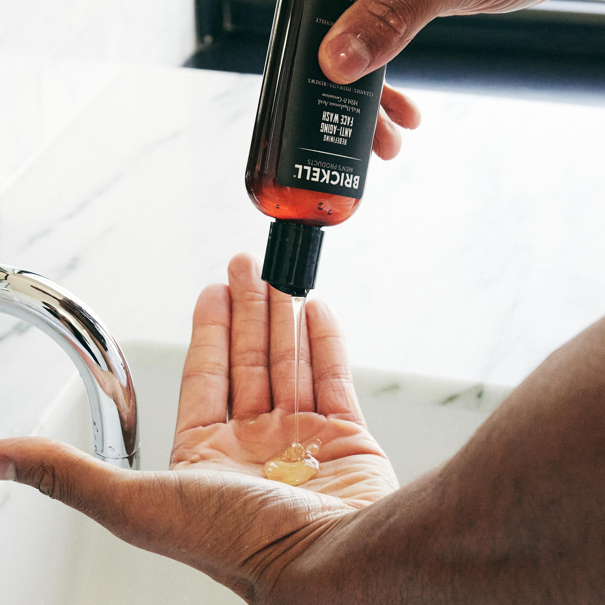 Brickell Men's Redefining Face Wash with geranium provides a natural scent and refreshing wash.
