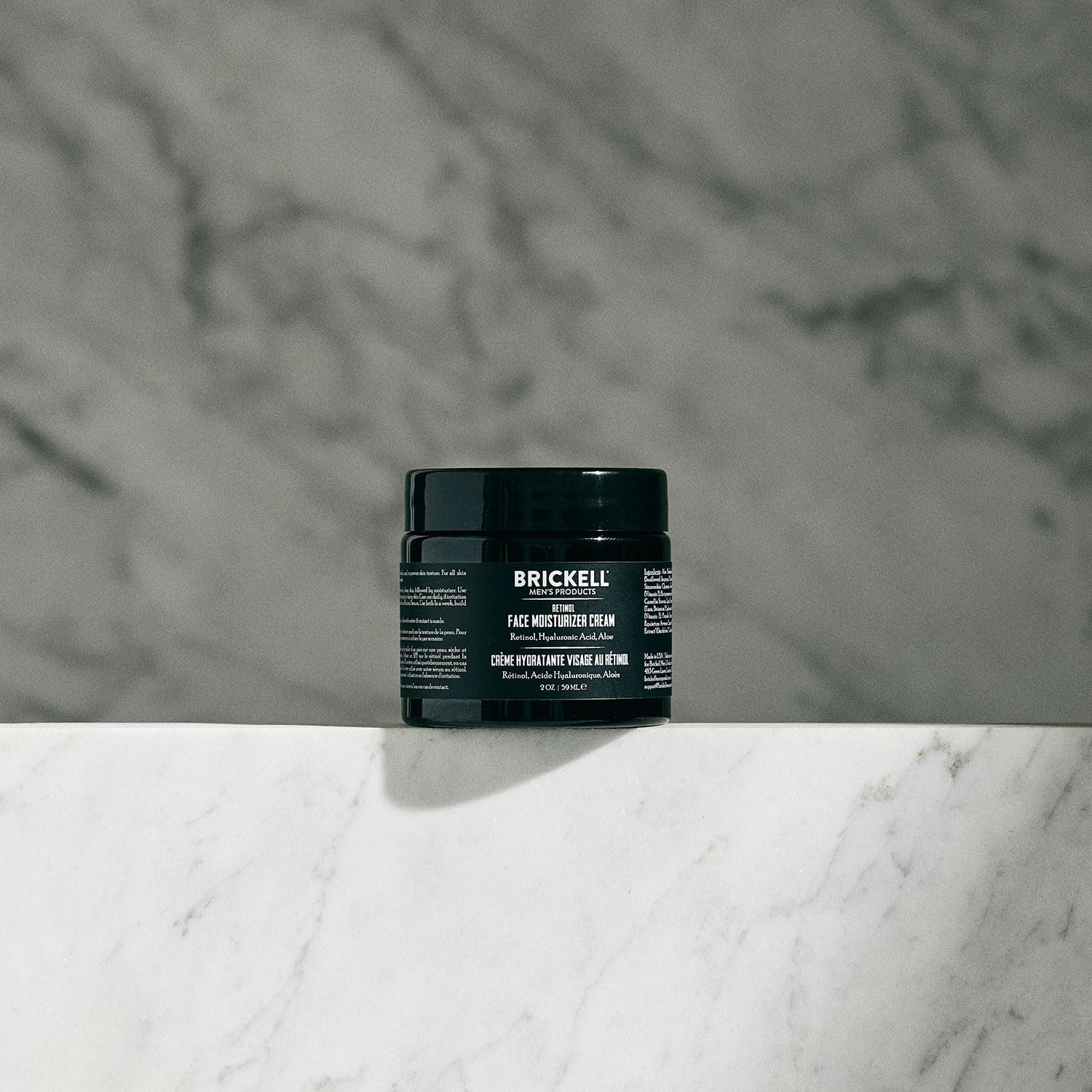 Brickell Men's Retinol Face Moisturizer night-routine image shows easy daily nighttime skincare