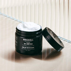 Brickell Men's Revitalizing Anti-Aging Cream being applied in night routine for smoother skin.