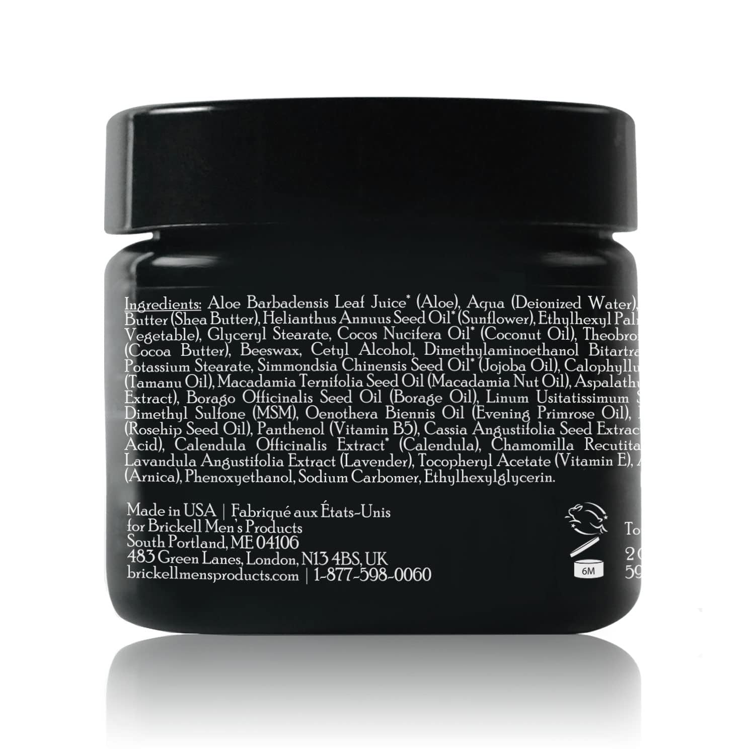 Brickell Men's Revitalizing Anti-Aging Cream jar and ingredient list in premium grooming setup.
