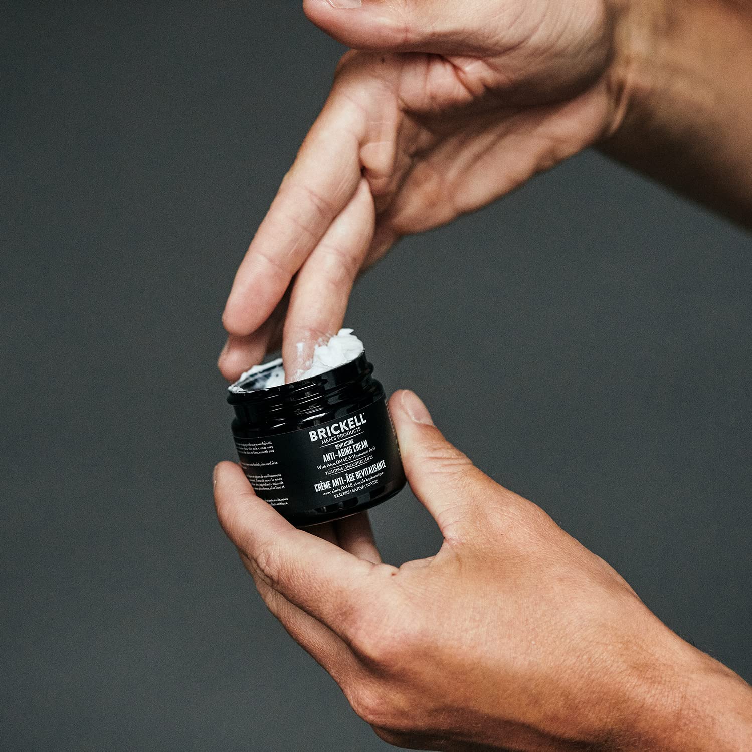 Brickell Men's Revitalizing Anti-Aging Cream texture close-up for smooth application