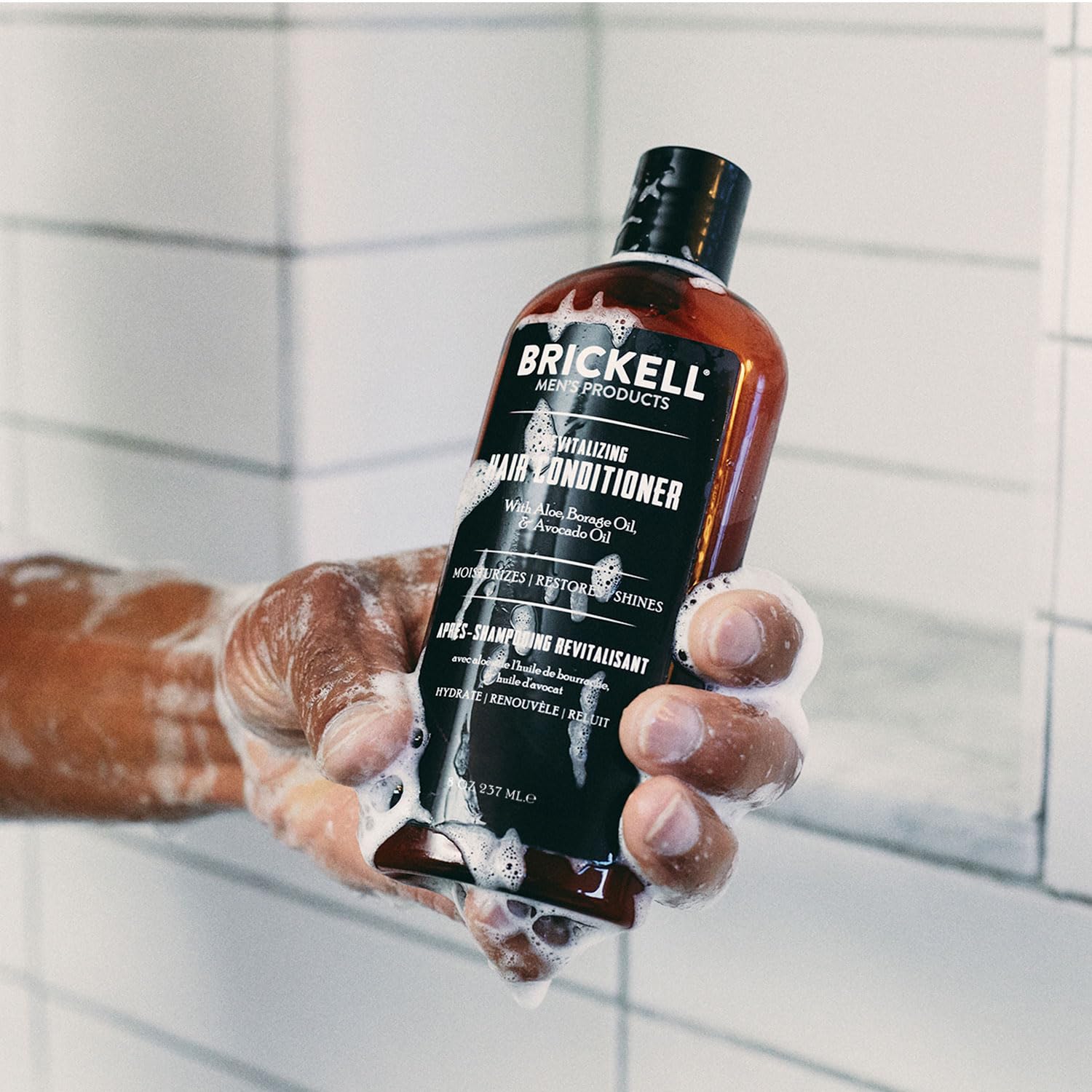 Brickell Men's Revitalizing Hair Conditioner ingredients showcase natural oils for nourishment and volume.