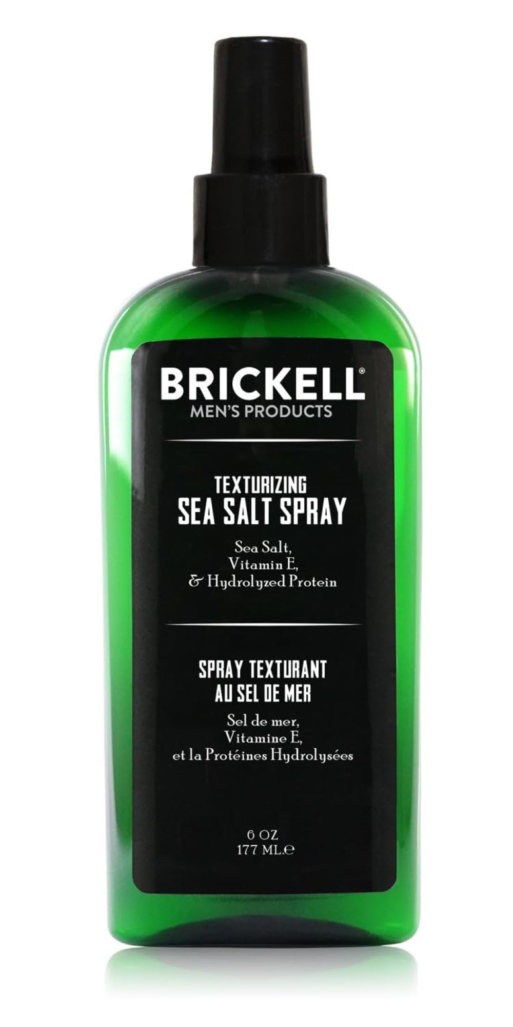 Brickell Men's Texturizing Sea Salt Spray bottle-front for natural beach texture and lift