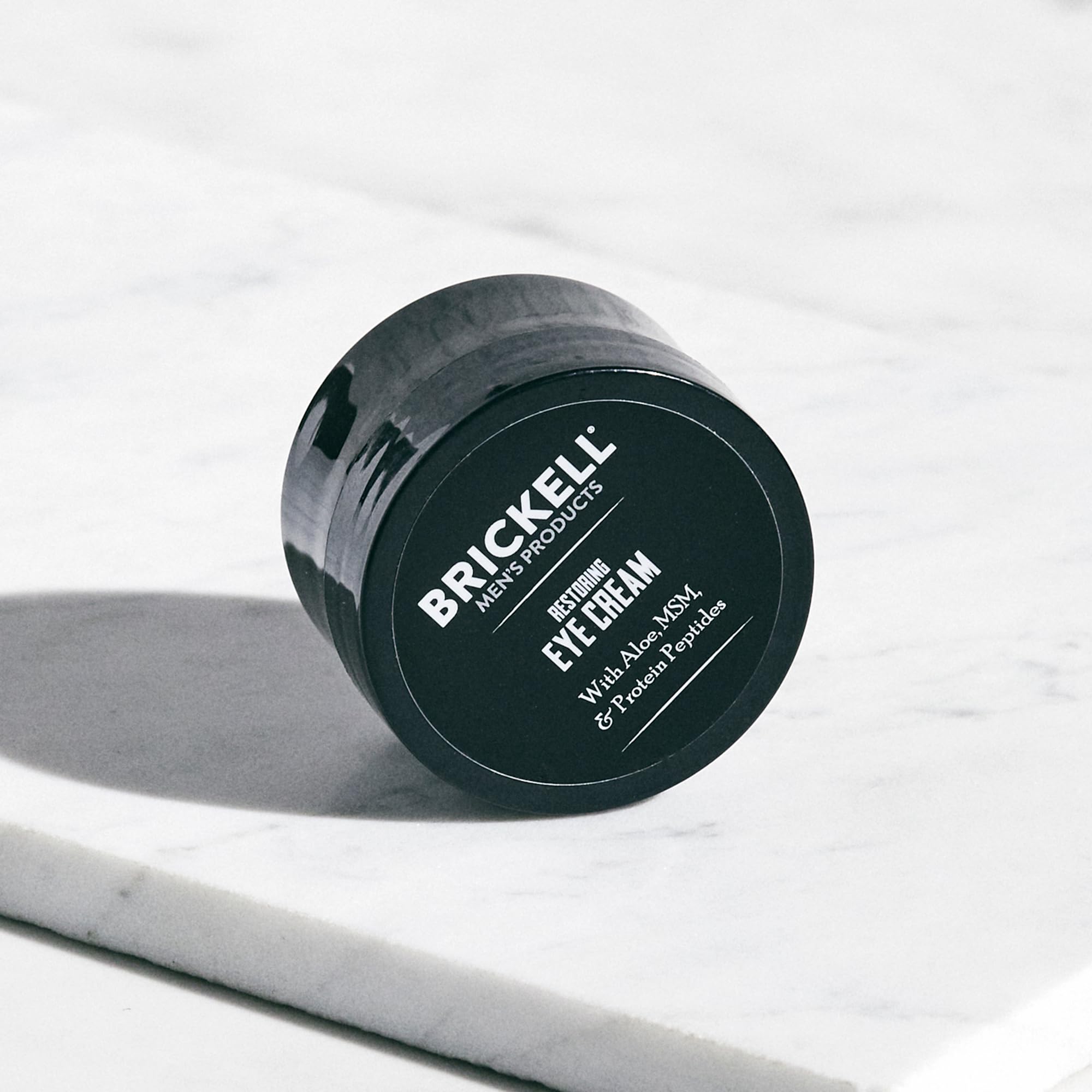 Brickell Men's Ultimate Anti-Aging Eye Cream closeup signals cooling under-eye care