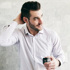 Brickell shaping paste pomade red algae extract close-up highlighting minerals.