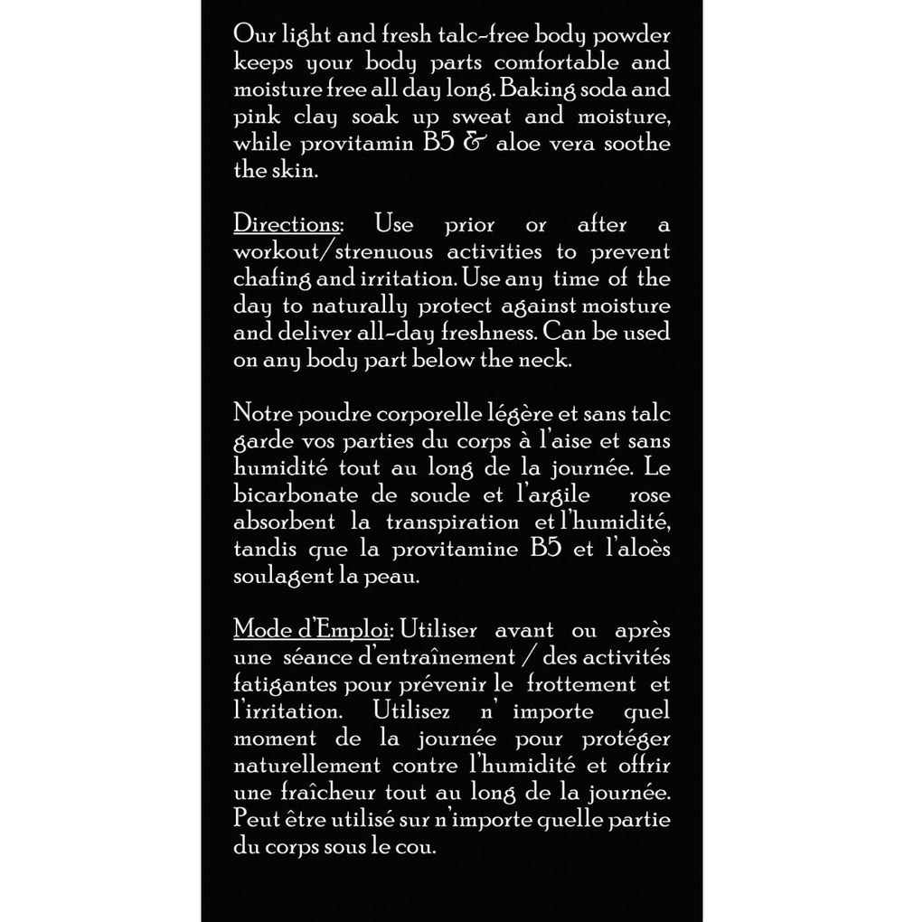 Brickell Stay Fresh Body Powder closeup texture reveals light, breathable powder