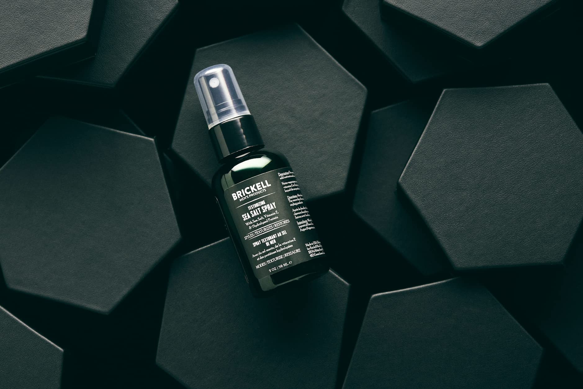 Brickell Texturizing Sea Salt Spray ingredients highlight vitamin E nourishment for scalp.