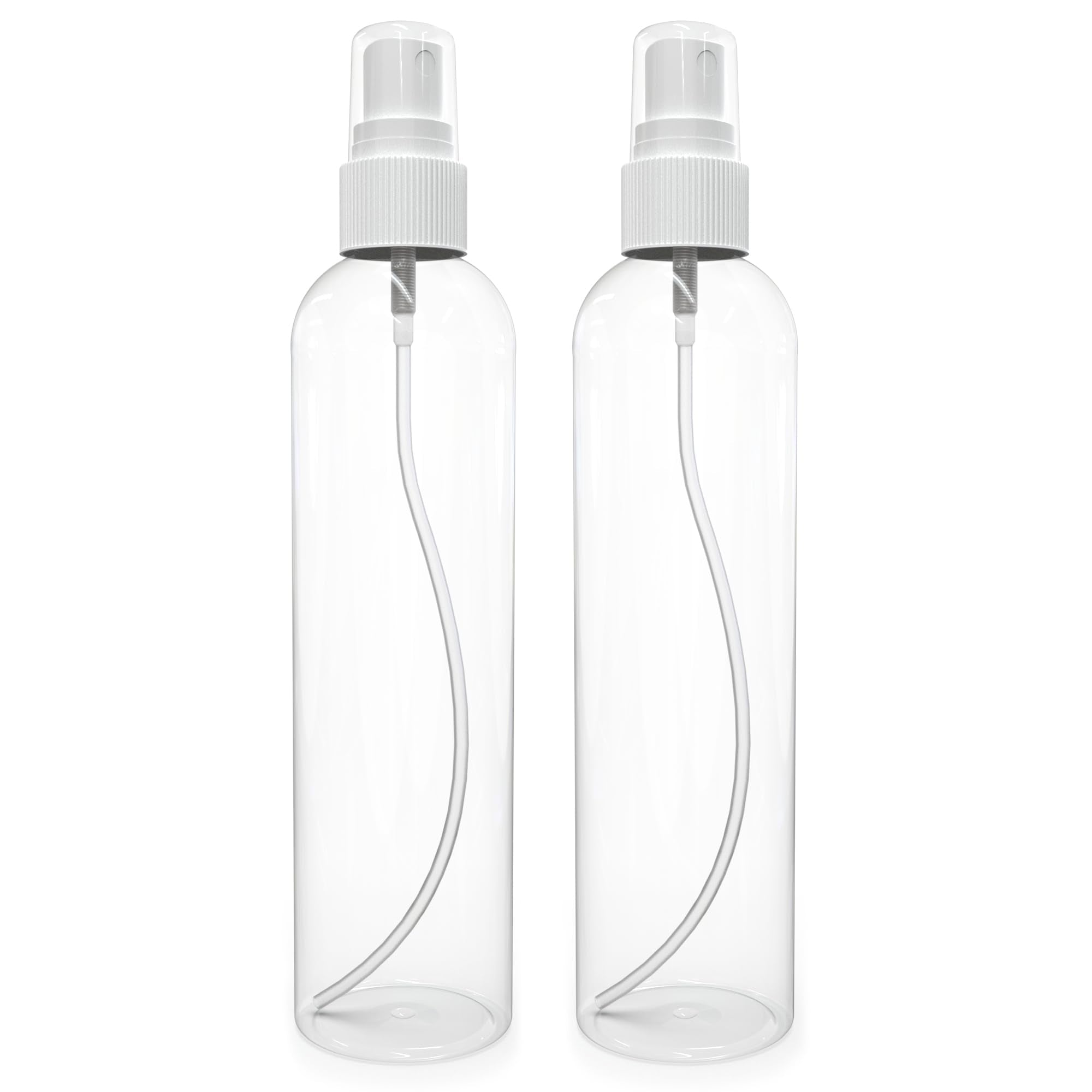 BRIGHTFROM 8oz fine mist bottle, clear, travel-ready for skincare and dispensing.