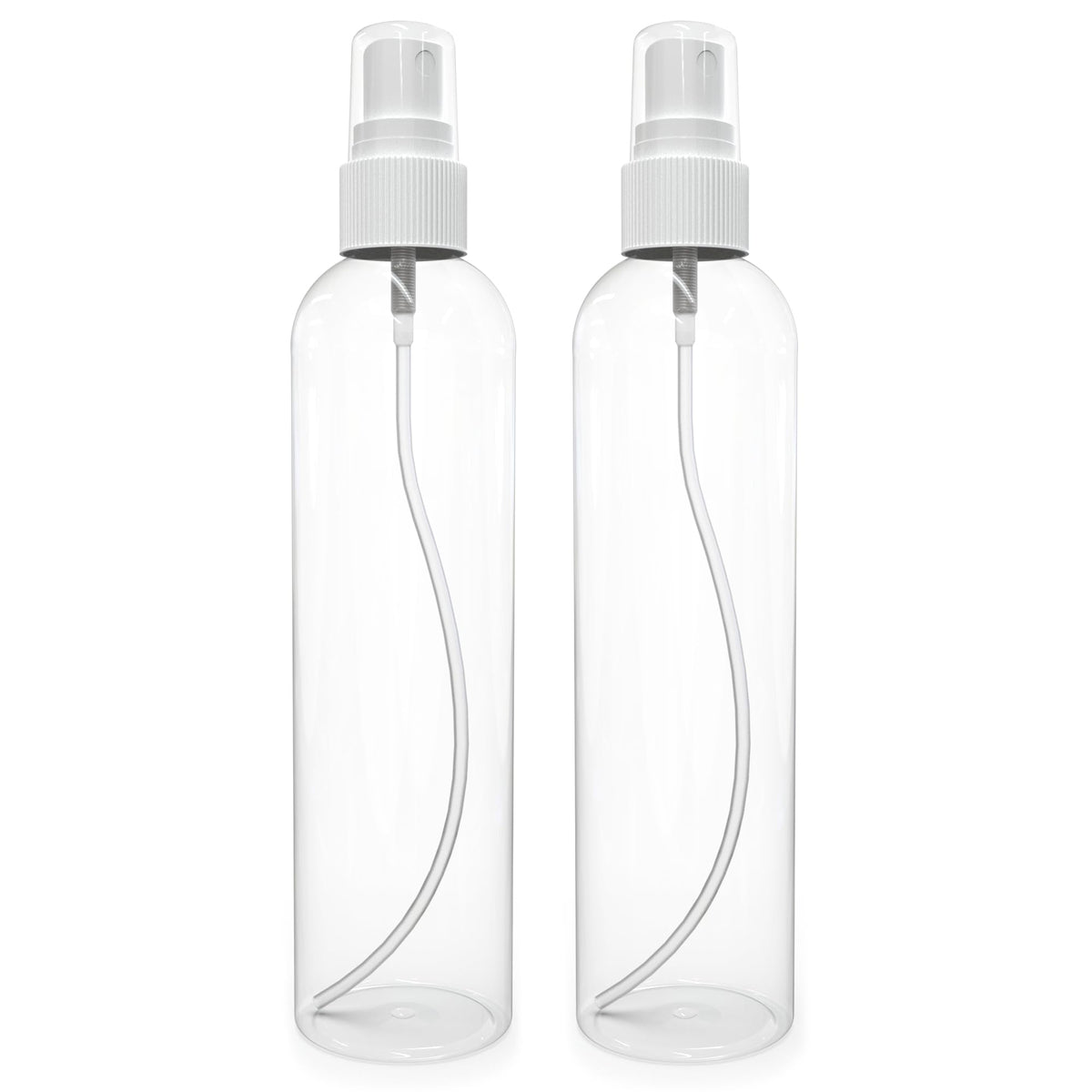 BRIGHTFROM 8oz fine mist bottle, clear, travel-ready for skincare and dispensing.