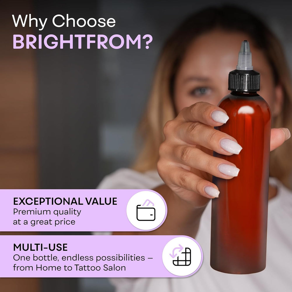BRIGHTFROM Hair color bottle amber with twist top for consistent application and minimal spills.