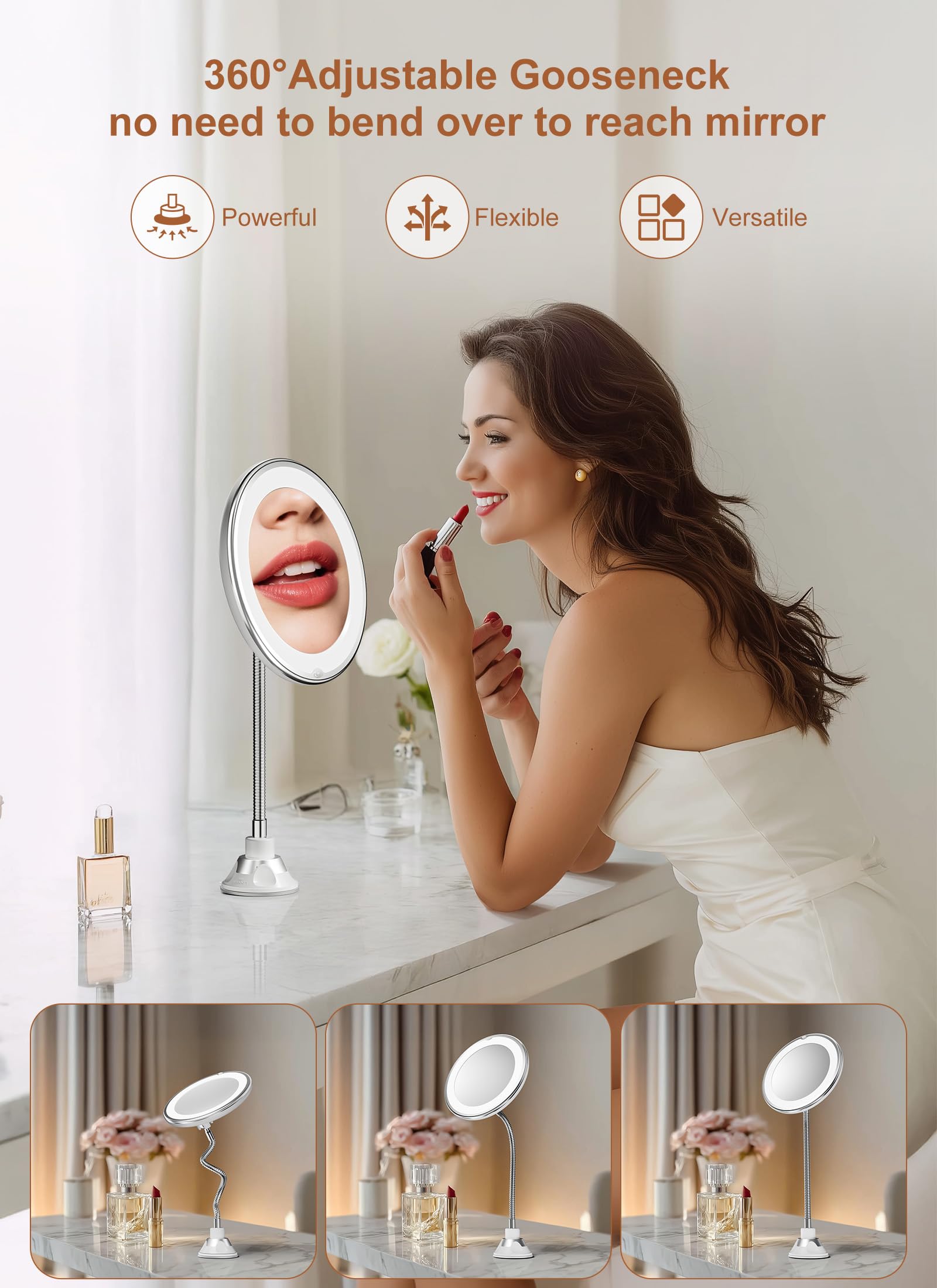 Brightown 10x magnifying mirror eyebrow tweezing and lipstick tasks become easier