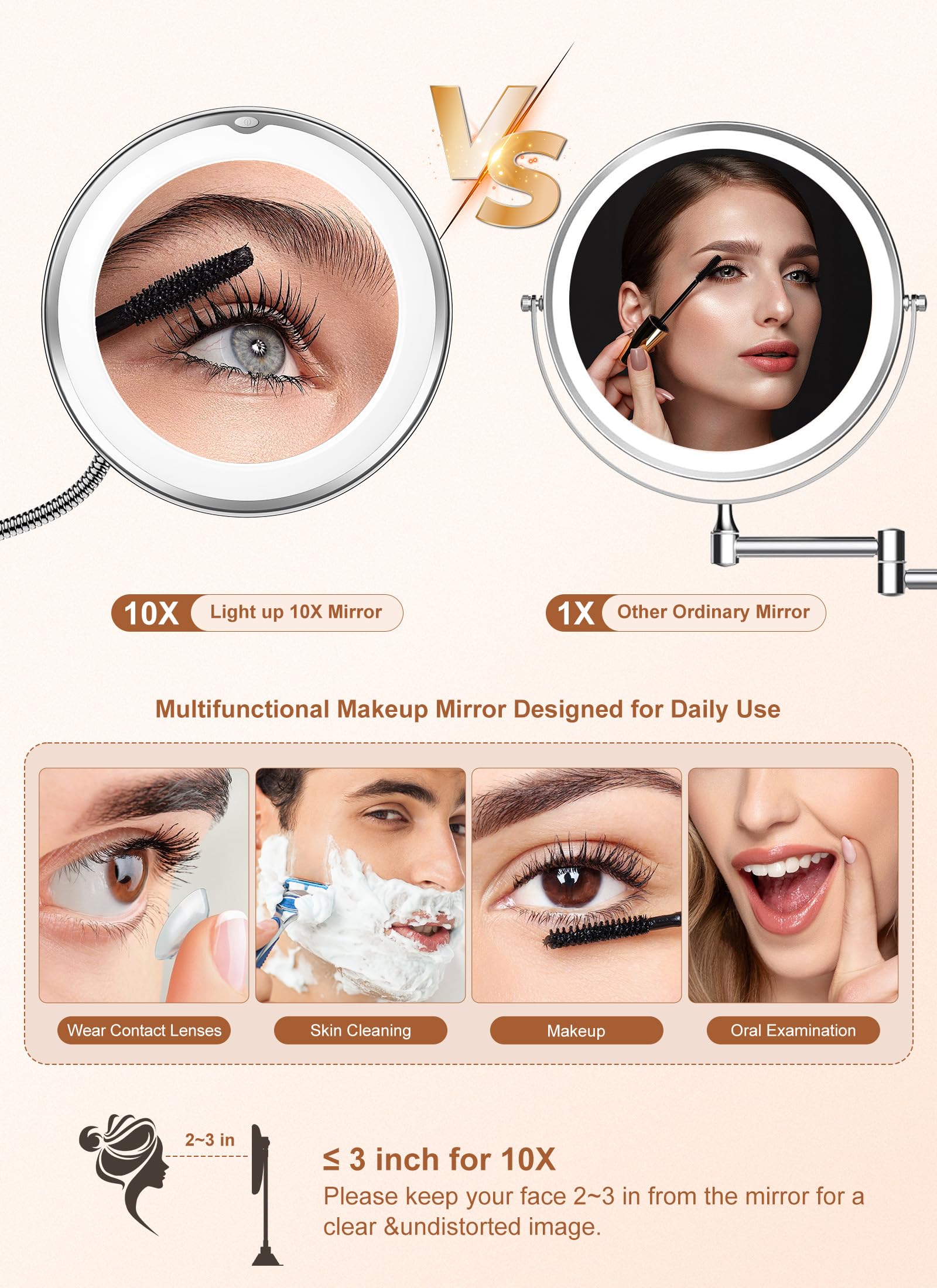 Brightown 10x magnifying mirror makeup application focus helps eyelid and detail work
