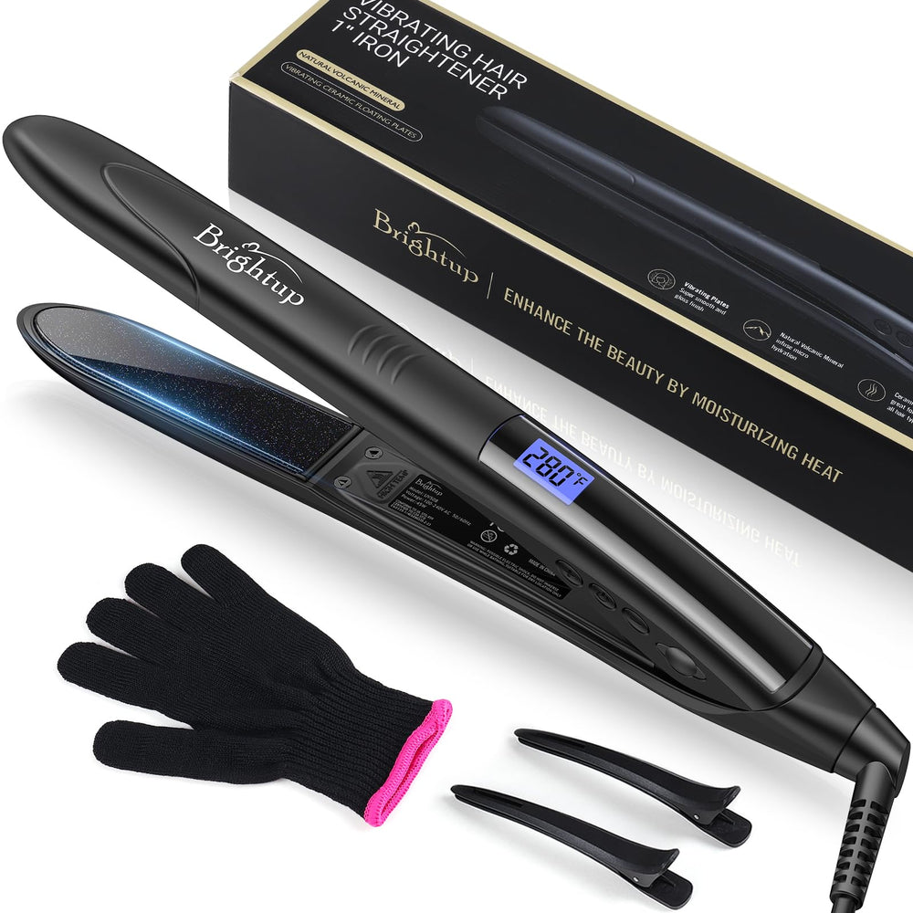 Brightup 2in1 straightener plates close-up for smooth frizz control.