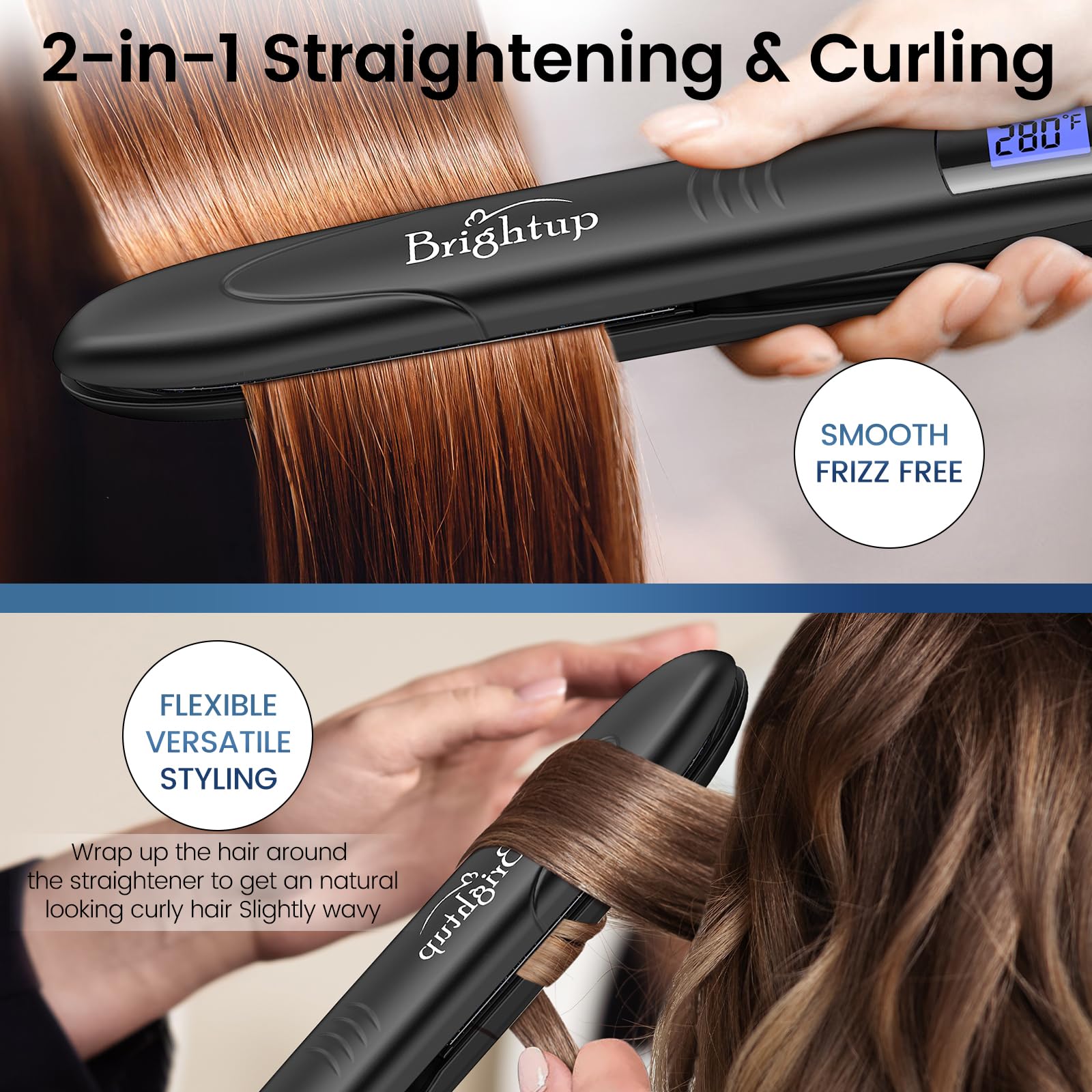 Brightup curl/wave styling preview demonstrating beachy texture options.