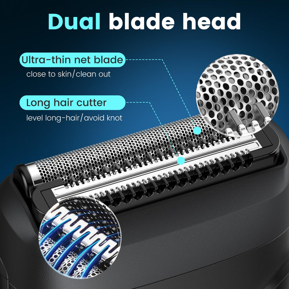 Brightup shaver showing dual-blade design for efficient stubble removal