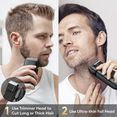Brightup shaver side-trimmer 2-in-1 design enables precise grooming.