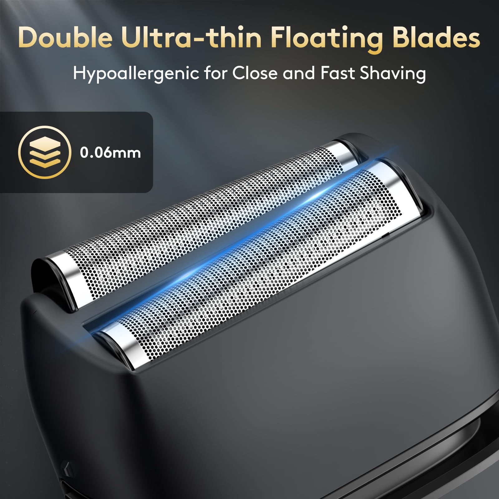 Brightup LED display shows battery level for planning your shave.