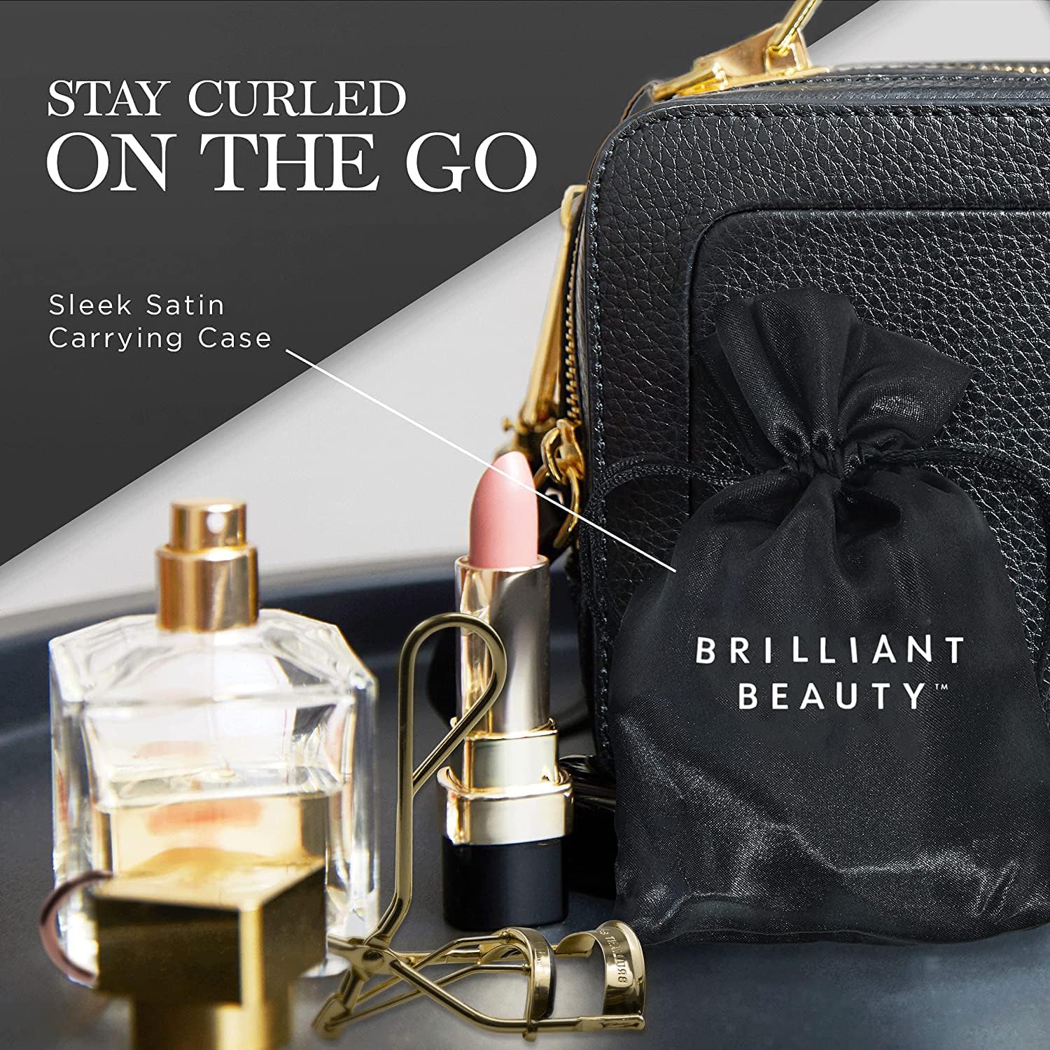 Brilliant Beauty eyelash curler compact gold device ideal for on the go touchups