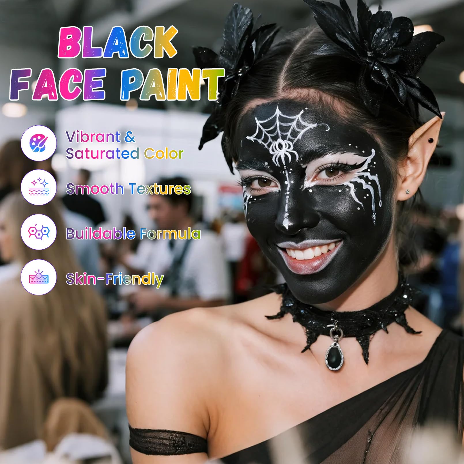 BRIMFULITE black face paint water-activation demonstrates easy, smooth application for fast setups