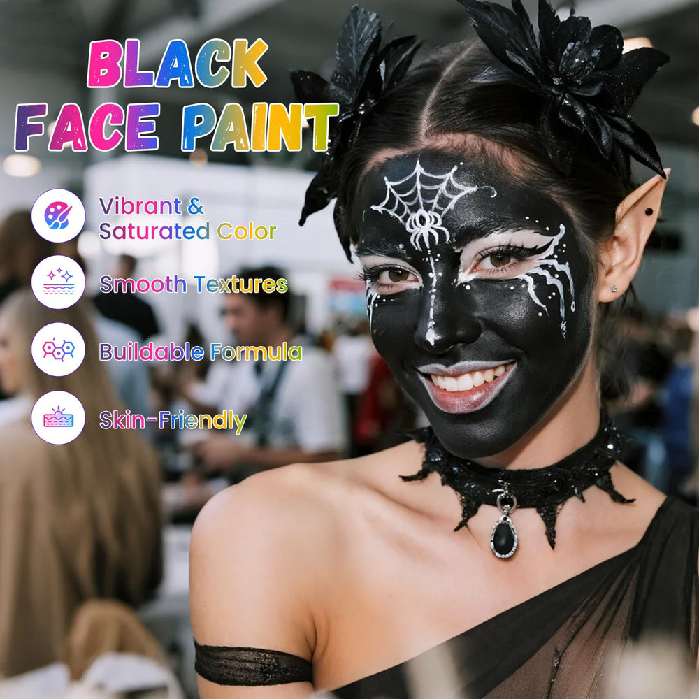 BRIMFULITE black face paint water-activation demonstrates easy, smooth application for fast setups